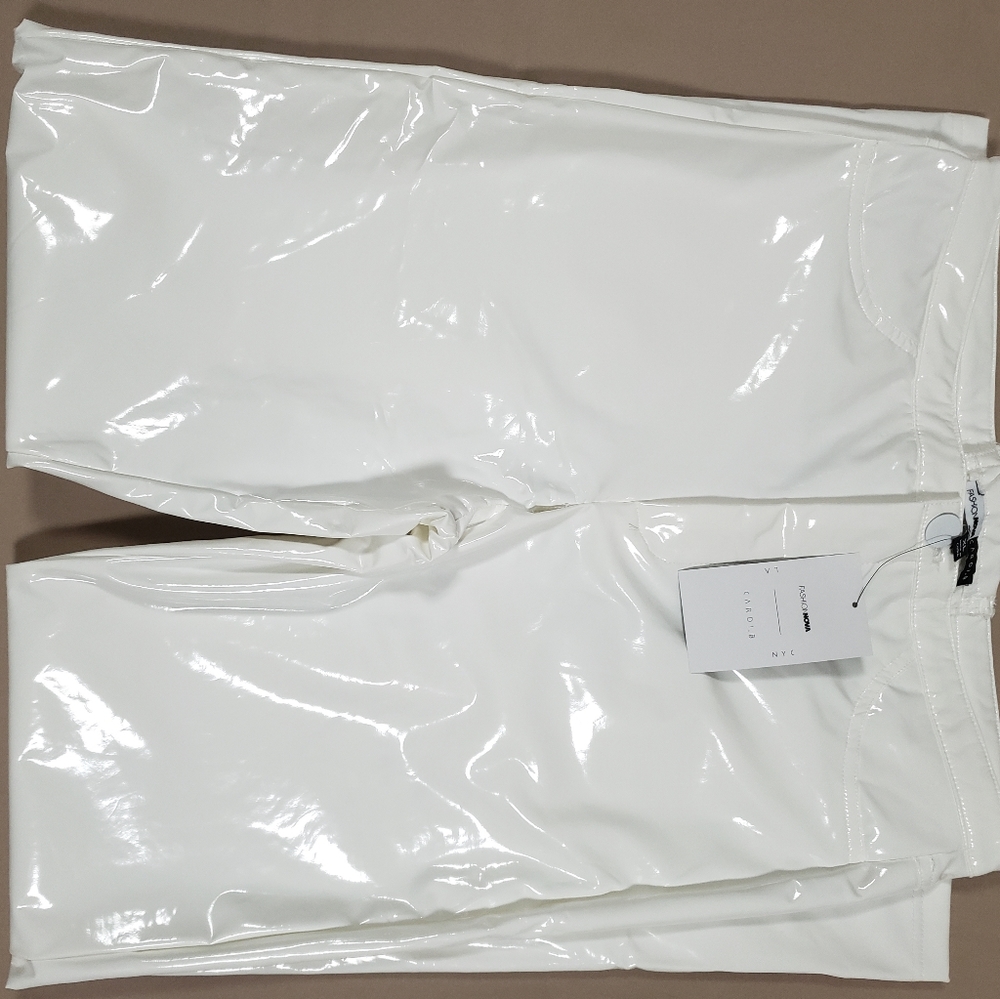 Fashionnova × Cardi B | White Faux Latex Pants NWT